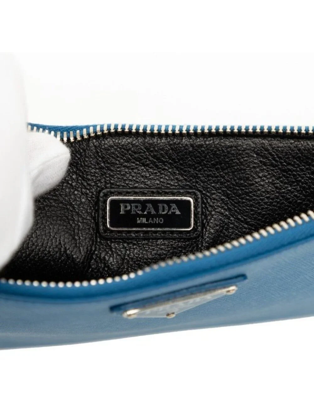 Prada Blue Saffiano Leather Clutch Bag